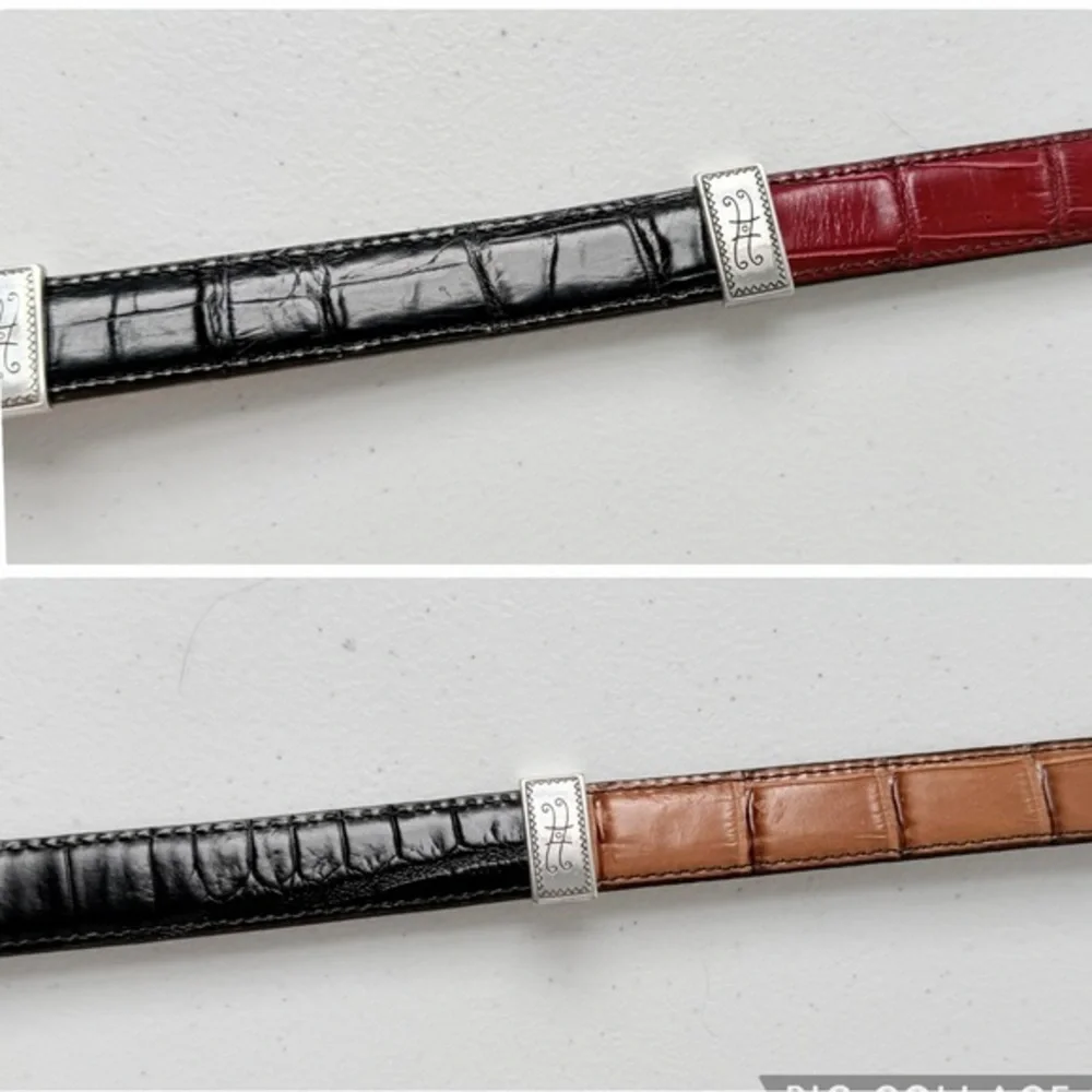 Multicolor Segmented Belt Black Brown Tan‎ Red Alligator Silver Hardware 30